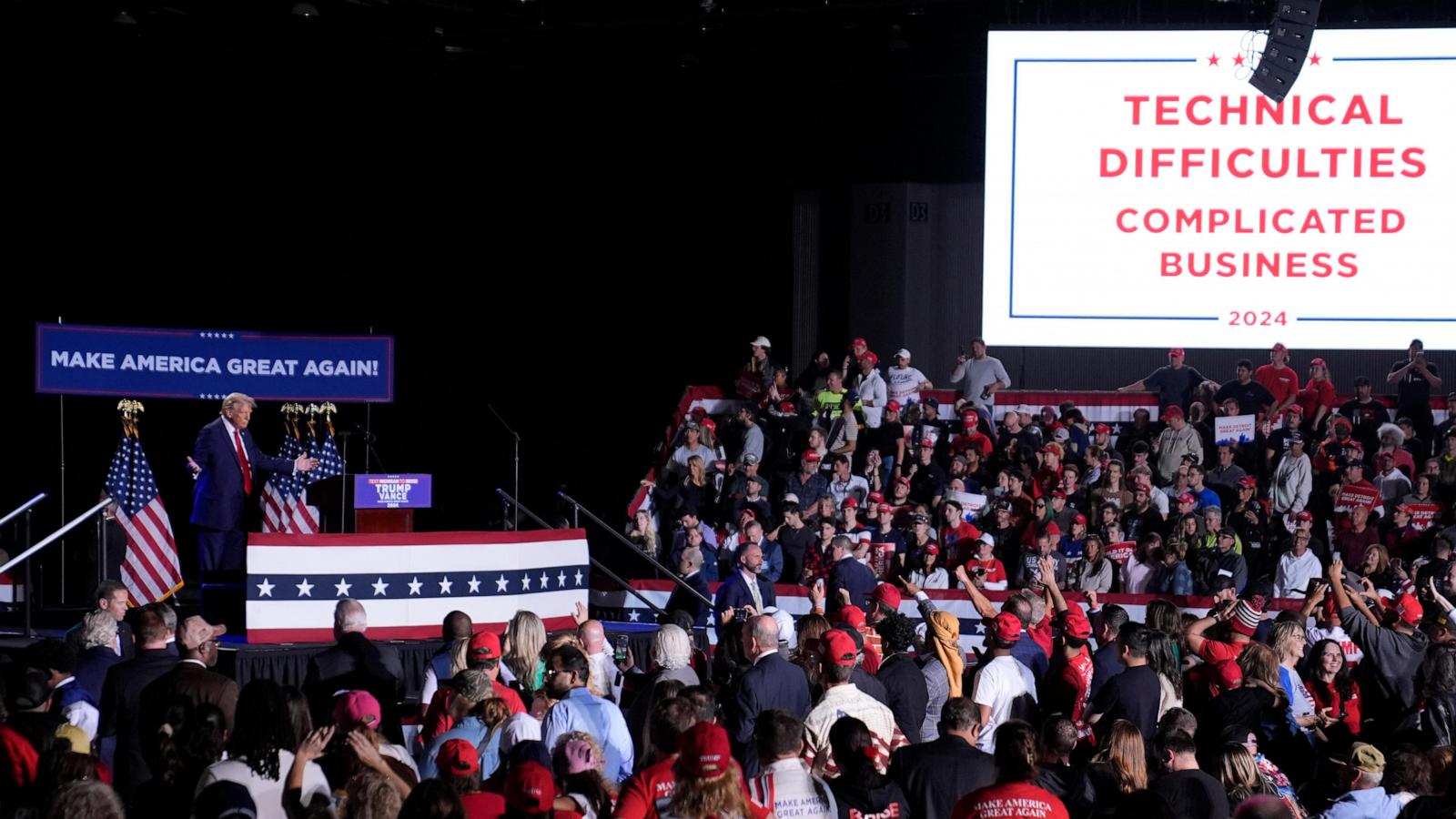 Donald Trump Silently Paces Stage for 20 Minutes Due to Mic Failure